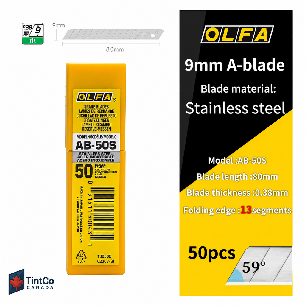 Stainless Steel Snap-Off Blades (9mm) — 50 Pack